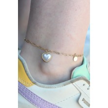 Nehir 316L Çelik Gold Renk Kalp Model Kadın Halhal