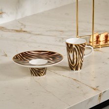 Türk Kahve Fincanı Içe Geçmeli Leopar Desenli 2 Kişilik 4 Parça