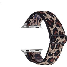 Tabaş Apple Watch 7 8 6 5 4 Uyumlu Yumuşak Elastik Kordon Leopar Desenli 38/40MM S/m Kordon
