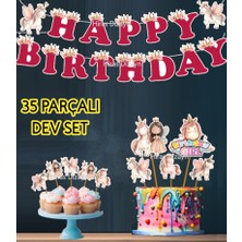 Hiras Dizayn 35 Parça Unicorn Tek Boynuzlu At Temalı  Kutlama Doğum Günü Süsü Banner Pasta Kürdanı Cupcake Kürdan