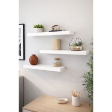 Mobilyacın Beyaz Uçan Duvar Rafı 3lü Set Gizli Raf 15CM x 50CM