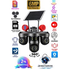 Venas Sim Kartlı Üç Motorize Kameralı Hareket Takipli Güneş Enerjili Güvenlik Kamerası