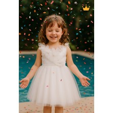 Minimony 1-5 Yaş Yakası Taşlı Tüllü Özel Tasarım Sırt Detaylı Kız Çocuk Tül Etek Abiye Elbise DÜĞÜNLÜK 6516