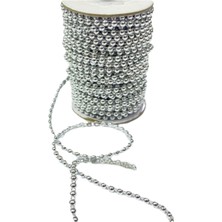 İlkyaz Fashion Dikilebilir Sıralı Inci Tekli En 1 cm Gümüş 5 Metre (Ilkyz-Fshon-34)