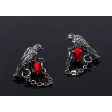 Dükkan Design Love And Deep Space Black Crow Earrings Küpe