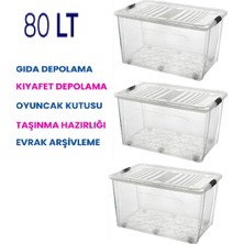 Qua 80 Lt Kapaklı Oyuncak Saklama Kutusu 3’lü Set – Tekerlekli Kilitli Bpa Içermez Çocuk Odası Organizer
