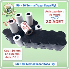 Butek 56X16; 30 Adet Rulo; Termal Yazar Kasa Pos Rulosu, Yazar Kasa Fişi