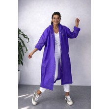 Orvila Eva Su Geçirmez Kaliteli Uzun Yağmurluk Unisex - Kadın Erkek Kapüşonlu Çıtçıtlı Standart Beden