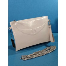 Leauder Women Kadın Zincir Askılı Rugan Deri Clutch Çanta