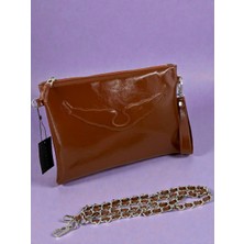 Leauder Women Kadın Zincir Askılı Rugan Deri Clutch Çanta