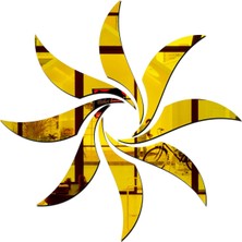 As Tasarım Lazer Spiral 001 Model Modern Tasarım Mdf Üzeri Akrilik Duvar Dekorasyon Ürünleri Gold Renk 50 x 50 cm