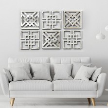 As Tasarım Lazer Desen001 Model Modern Tasarım Mdf Üzeri Akrilik Duvar Dekorasyon Ürünleri Gümüş Renk 50 x 50 cm
