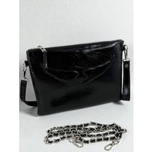 Leauder Women Kadın Zincir Askılı Rugan Deri Clutch Çanta