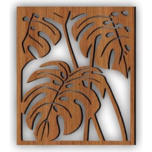 As Tasarım Lazer Palmiye Dekor Ahşap Duvar Süs Tablo Ceviz Renk 49X44 cm