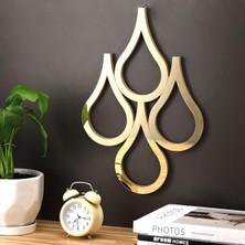 As Tasarım Lazer As Tasarım Damla Model Mdf Üzeri Pleksi Duvar Süs Dekorasyon Tablo 30 cm 4 Adet Gold Renk