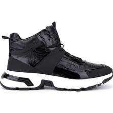 Tamer Tanca Erkek Hakiki Deri Siyah Sneakers & Spor Bot 1093 1401 Erk Bot SK25-26 Sıyah Prst