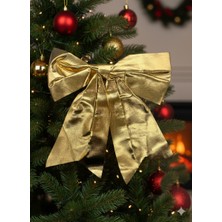 Dodomar 25 cm – Yılbaşı Fiyonk Saten Parlak Altın Ağaç Dekoru Dekoratif Fiyonk