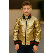 HC Kids Wear  Aslan Figürlü Altın Sarısı  Bomber Ceket Mont