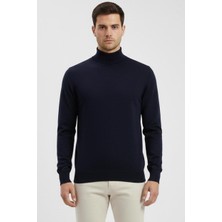 Uki Lacivert Yarım Balıkçı Triko Kazak