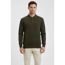 Uki HAKİ Pamuklu Standart Fit Normal Kesim Polo Yaka Triko  Kazak