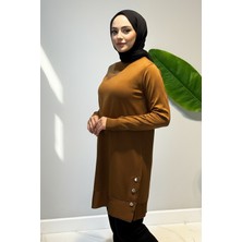 Lale Butik Düğme Detay Triko Tunik 34120 Kiremit
