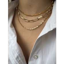 M Miel Kadın 3lü Zincir Halka Set Kolye