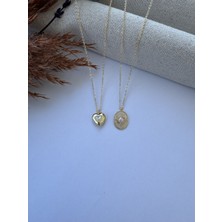 M Miel Taşlı Kalp Detay 2li Set Kolye