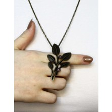 Esha Doğal Taş Pembe Kuvars Doğal Taşlı Otantik Yaprak Model Kadın Kolye EUK51PK