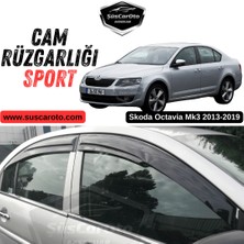 Caralp Skoda Octavia Mk3 2013-2019 Uyumlu Mugen Cam Rüzgarlığı Seti Piano Black 4\'lü Ithal Parlak Siyah