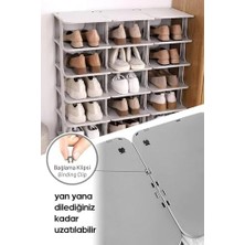 Modern 5 Katlı, Portatif Ayakkabı Rafı, Kolay Kurulum, 76X24.5X27.5 Cm, 6 Raf ve Destek Parçaları ile (Beyaz)