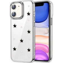 Nezih Case Apple iPhone 12 Uyumlu Şeffaf Görünümlü Simli Zarif Kılıf