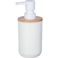 Posa Sabunluk, Sıvı Sabun, Losyon Veya Deterjan Için Doldurulabilir Pompalı Dağıtıcı, Sürdürülebilir Bambu Desenli Beyaz Plastik, (G x Y x D): 7 x 16,5 x 8 Cm, Kapasite Yaklaşık 330 ml