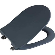 Premium Klozet Oturağı "sedilo", Antibakteriyel Duroplastikten Yapılmış Ekstra Düz Oturak, Easy-Close Otomatik Indirme Tertibatı, Paslanmaz Çelikten Yapılmış Fix-Clip Hijyenik Sabitleme, Mat Gri