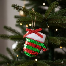 Dodomar 9 x 10 cm – Yılbaşı Ağaç Süsü Pullu Payetli Eldiven Askılı Dekoratif Süs