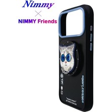 Nimmy iPhone 17 Pro Max Magsafe Uyumlu 3D Pop Socket Aparatlı 3D Gözlük Zincir Kedi Detaylı Cool Cute 2.0 Kılıf