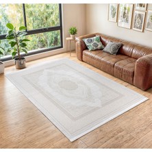 SYH Concept Lüks Pamuk Tabanlı Makine Halısı - Tozumaz Tüy Çıkarmaz, Kolay Temizlenebilir Antialerjik Halı 4 Metre- 7105 Kemik