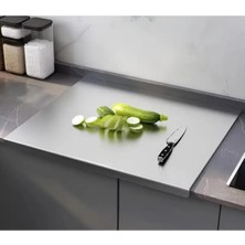 Güneş Krom Dekorasyon Gkd Üst Kalite Paslanmaz Çelik Profesyonel Mutfak Kesme Tahtası 50 x 60 cm Tek Taraf Bükümlü Metal Tezgah Koruyucu