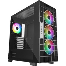 Rampage Azza V2 1000W 80 Plus Siyah 4*12CM Argb Fan + Type-C Atx Mid-T Gaming Oyuncu Kasası