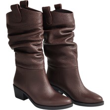 Giydim Gidiyor Battu Hakiki Deri Çizme Kahverengi