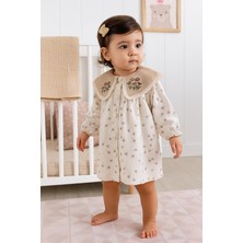 Dinamik çocuk Kız Bebek Çiçek Desenli Fisto Işlemeli Geniş Yaka Elbise Gömlek 6-9-12-18-24 Ay