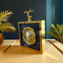 Uzman Ticaret Geyik Desenli Kare Saat ( Pirinç )