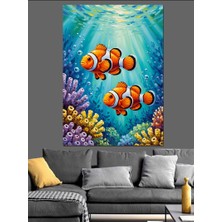 Tablomega Sualtı Palyaço Balığı Resmi Dekoratif Kanvas - Mdf Ahşap Tablo