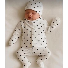 Bursa Pijama Yenidoğan Kalp Desenli %100 Pamuk Hastane Çıkış Seti