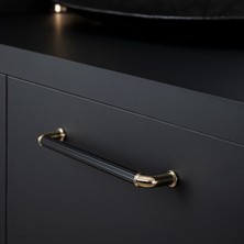 System 4682 Çizgili Modern Kulp Gold/siyah Renk  128 mm