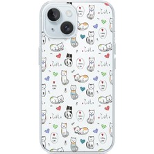 3gen Case Şeffaf Silikon Kılıf İphone 13-iphone 14 Uyumlu Sevimli Kediler Desenli Dayanıklı TPU
