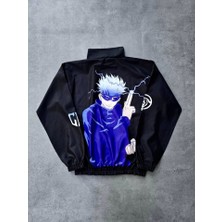 Moda Loris Fermuarlı Dijital Baskılı Rüzgarlık - Siyah