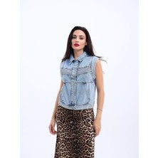 Moda Loris 6779 Kot Yelek-Mavi