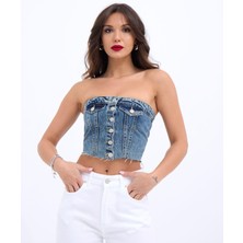 Moda Loris 6285 Kot Bluz-Mavi