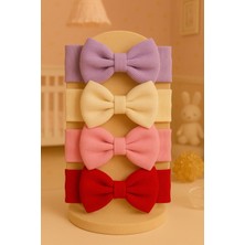 Pico Baby Kız Bebek & Çocuk Fiyonklu Bandana 4'lü Set (Mor/krem/pembe/kırmızı)