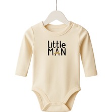 Babytex %100 Pamuk Bebek Body & Zıbın Little Man Baskılı Zıbın Uzun Kollu Zıbın
